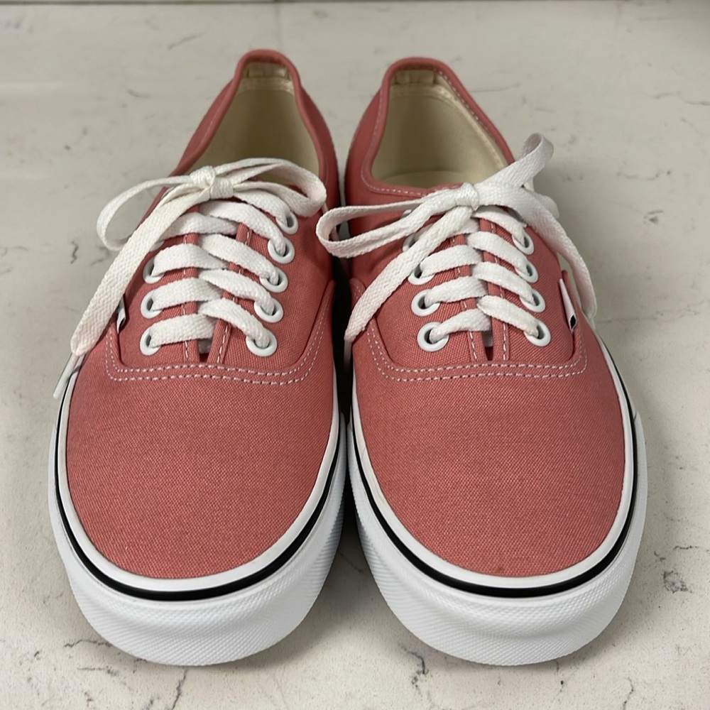 Vans Authentic Rosette & White Skate Shoes Size 8 Dusty Rose Pink Color - Picture 3 of 17